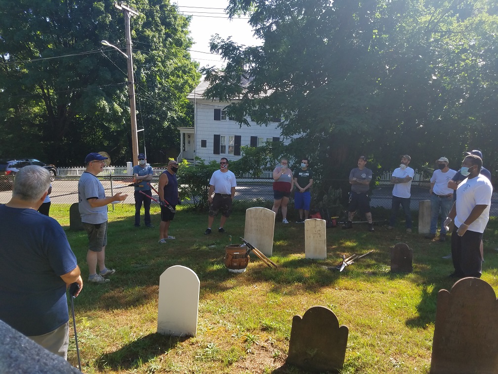 Huntington Historian gives a brief lecture to the Jephtha Lodge volunteers
